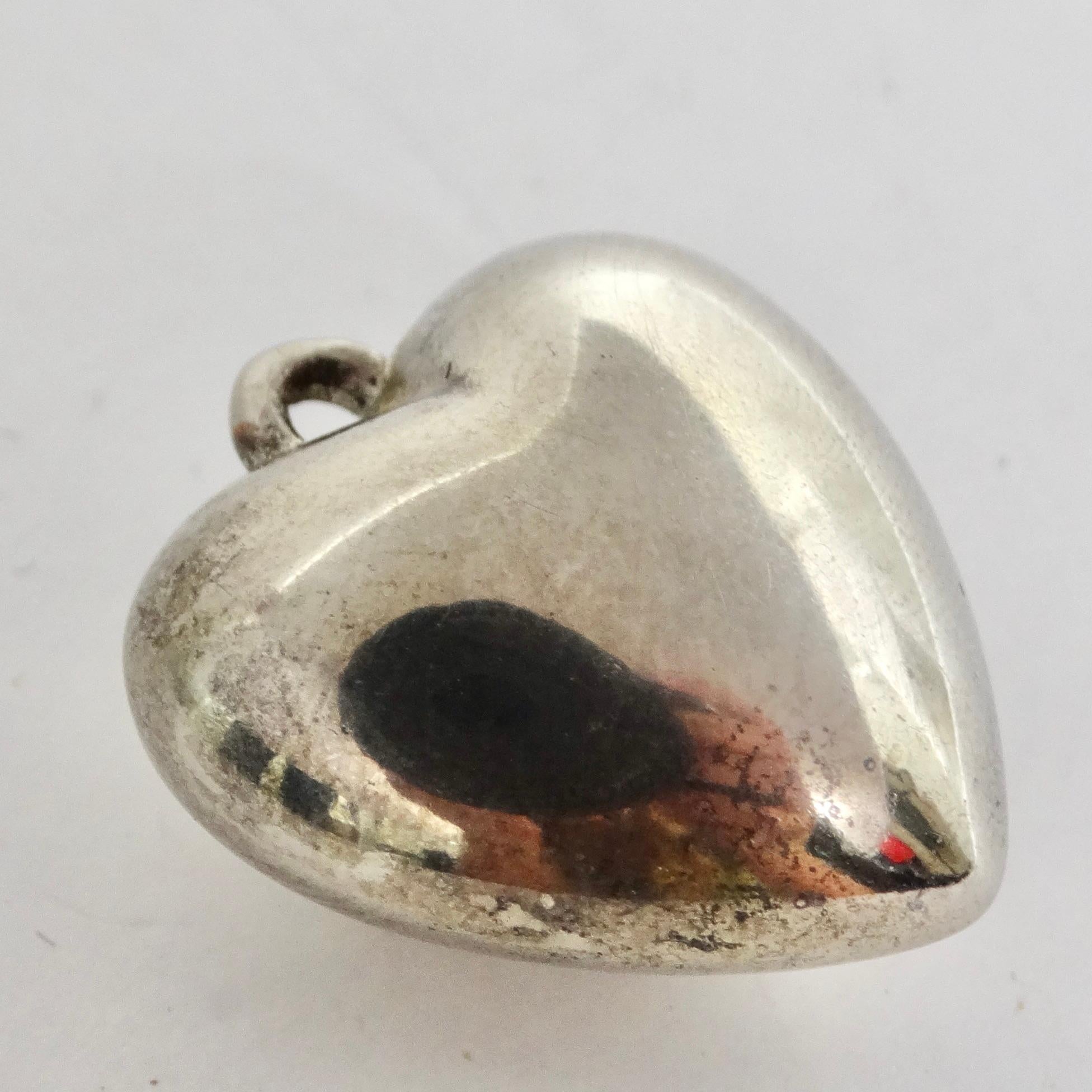 Women's or Men's 1970s Silver 925 Heart Pendant For Sale