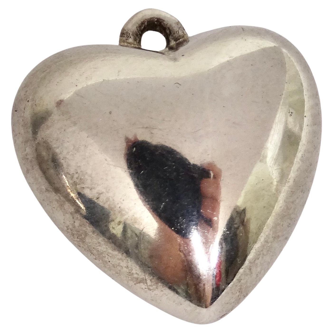 1970s Silver 925 Heart Pendant For Sale