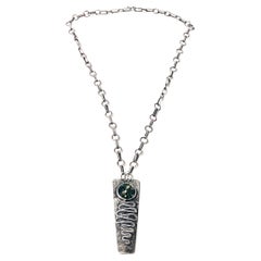 mottled necklace location 1970’s Silver and mottled green stone Necklace, Poland