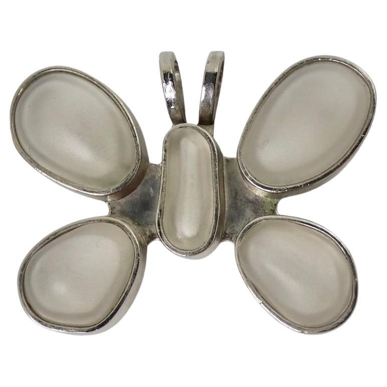 1970s Silver Butterfly Hair Clip For Sale