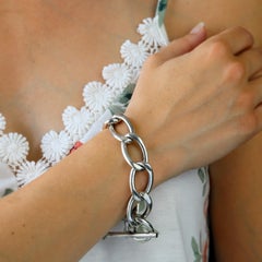 1970s Silver Curb Chain Retro Bracelet