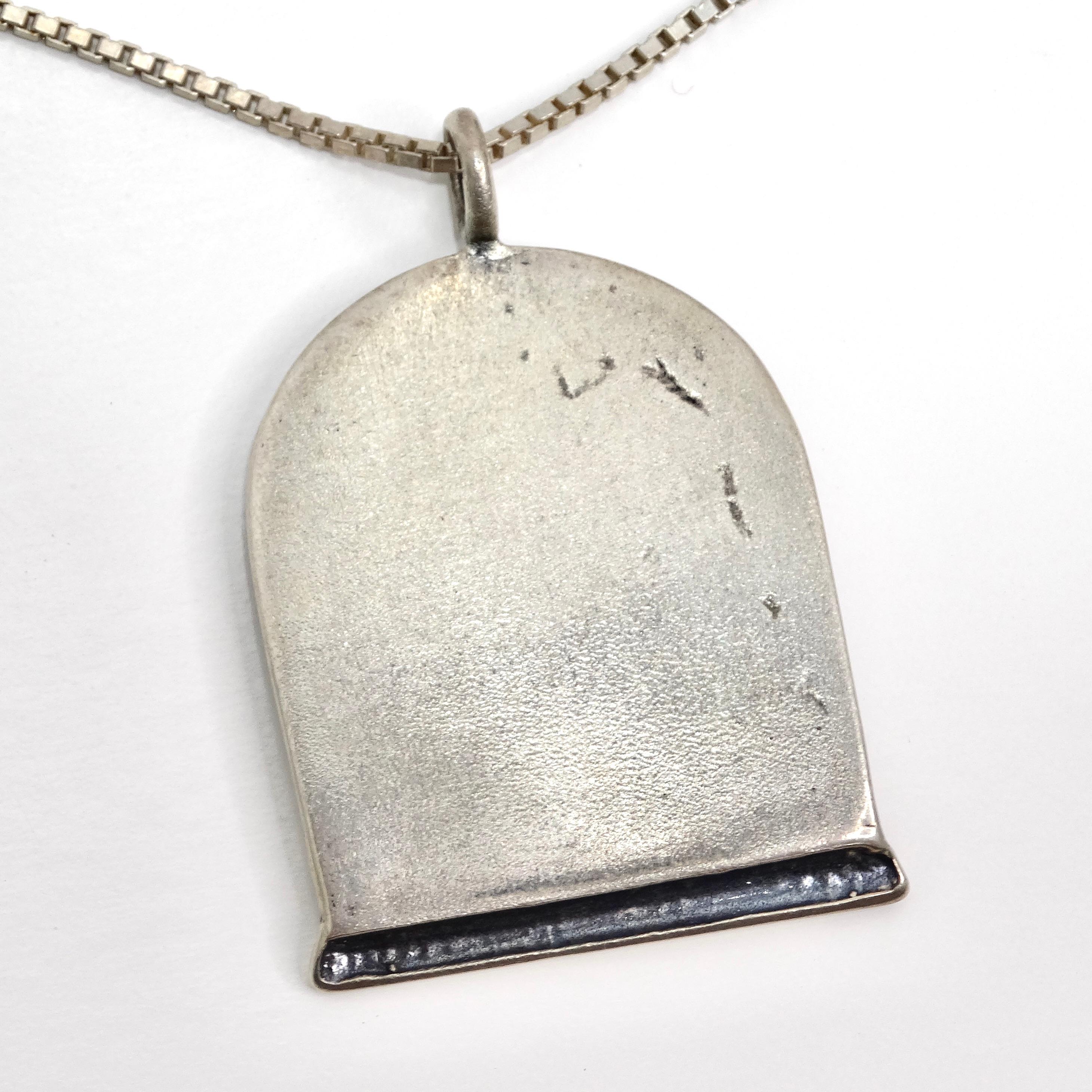 1970s Silver Hebrew Blessing Necklace For Sale 2