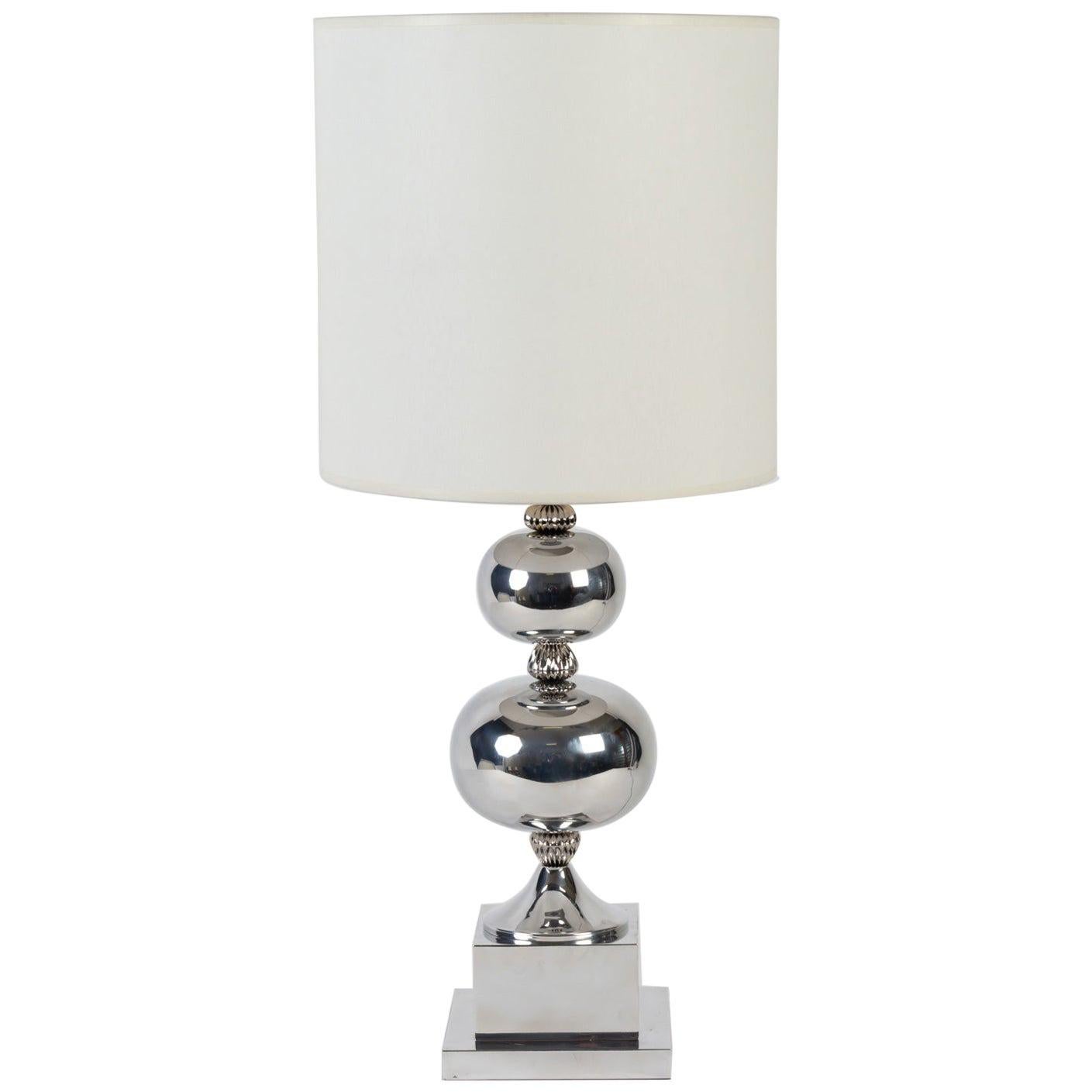 1970s Silver Metal Ball Lamp Philippe Barbier For Sale