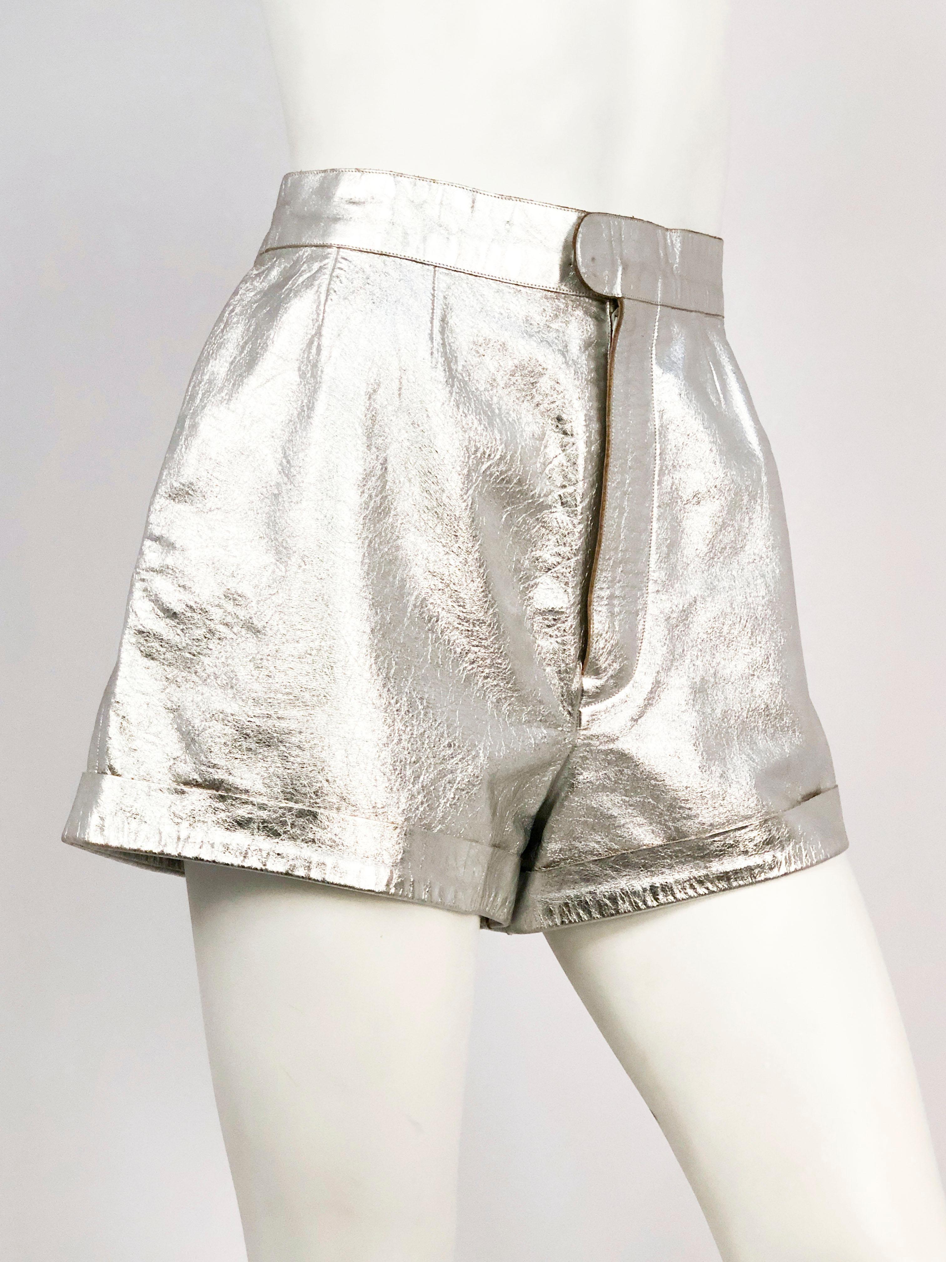 silver high waisted shorts