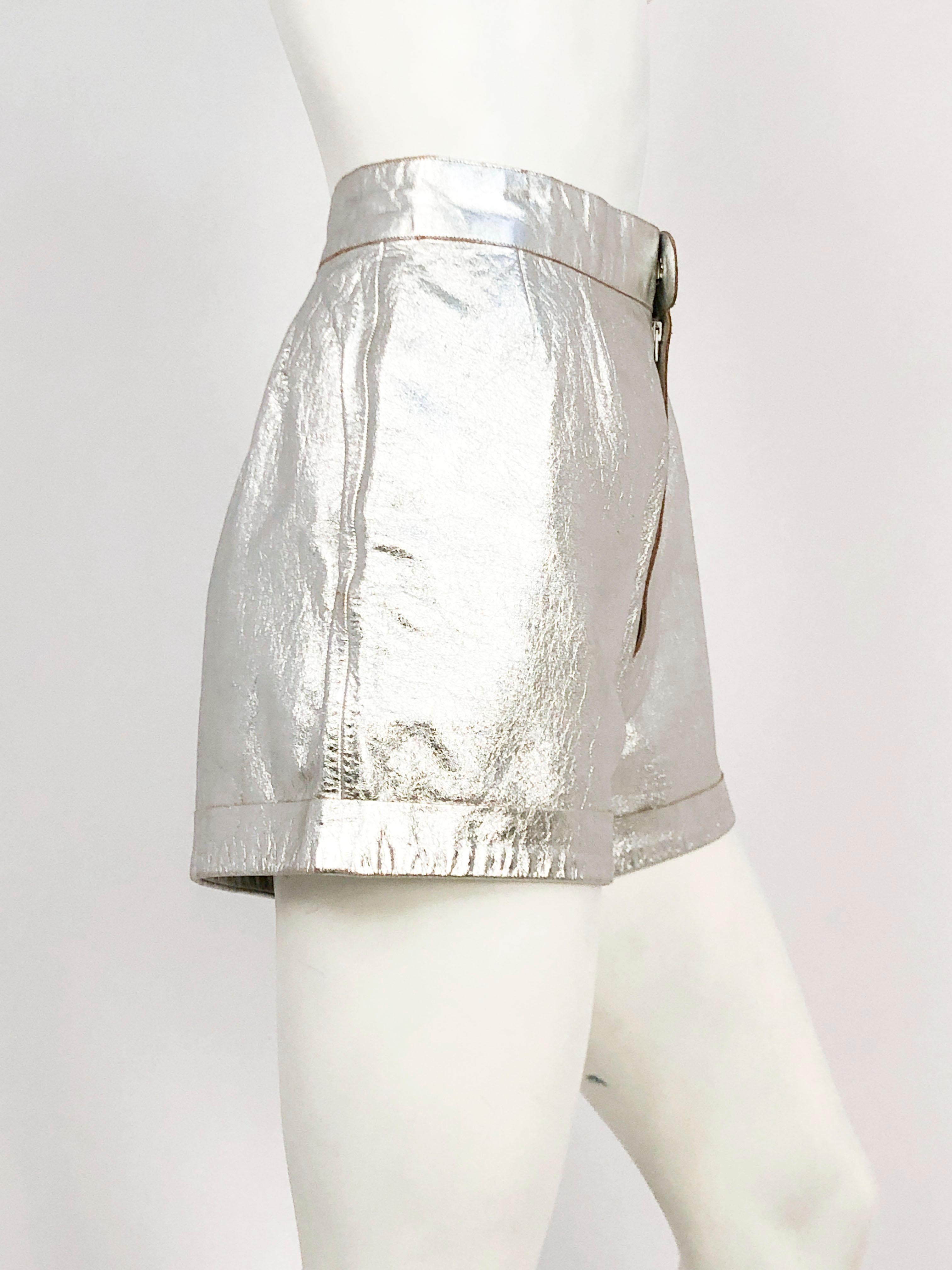silver leather shorts