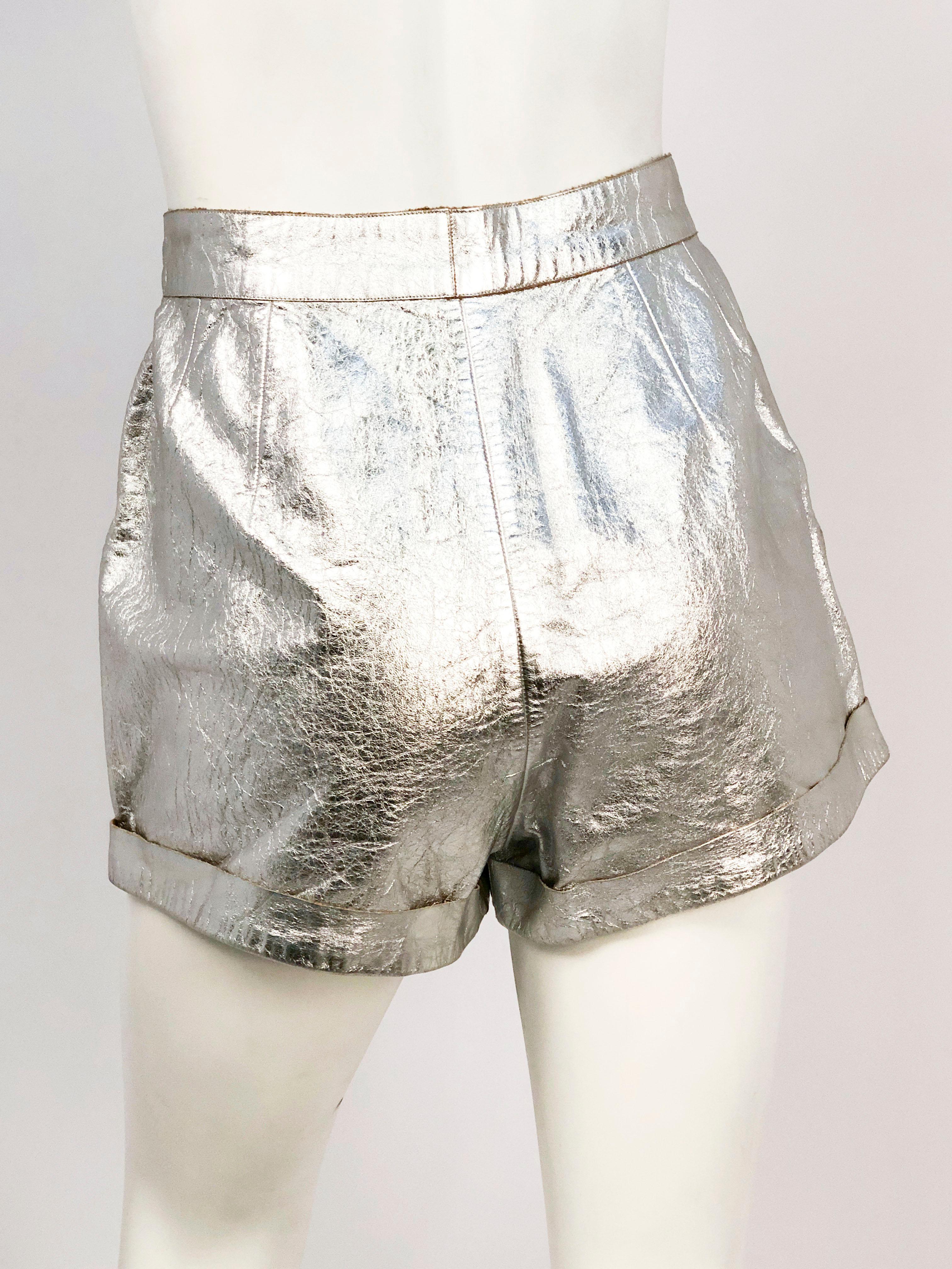 silver disco shorts