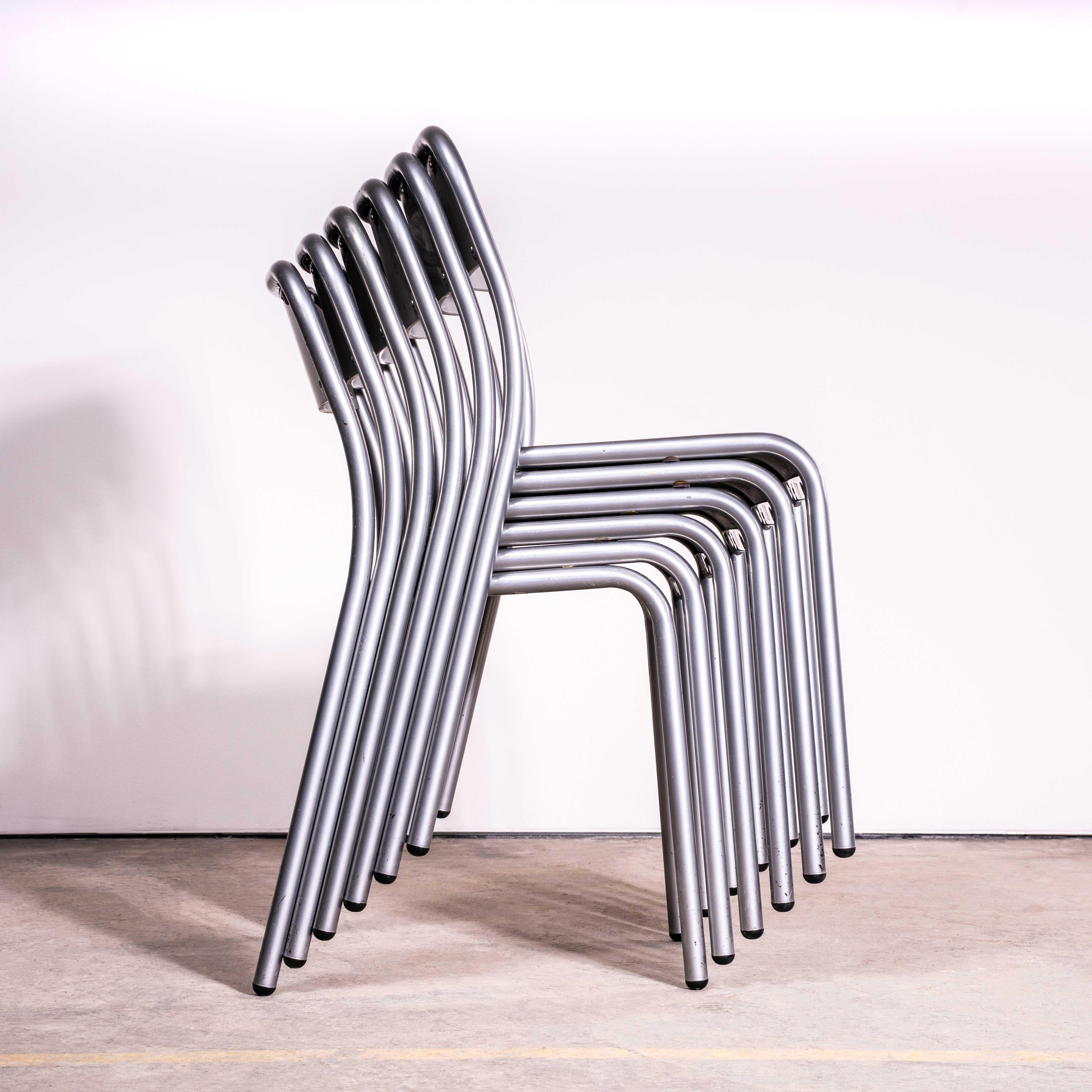 1970's Silver Mullca Stacking Dining Chairs - Large Quantity Available In Good Condition For Sale In Hook, Hampshire