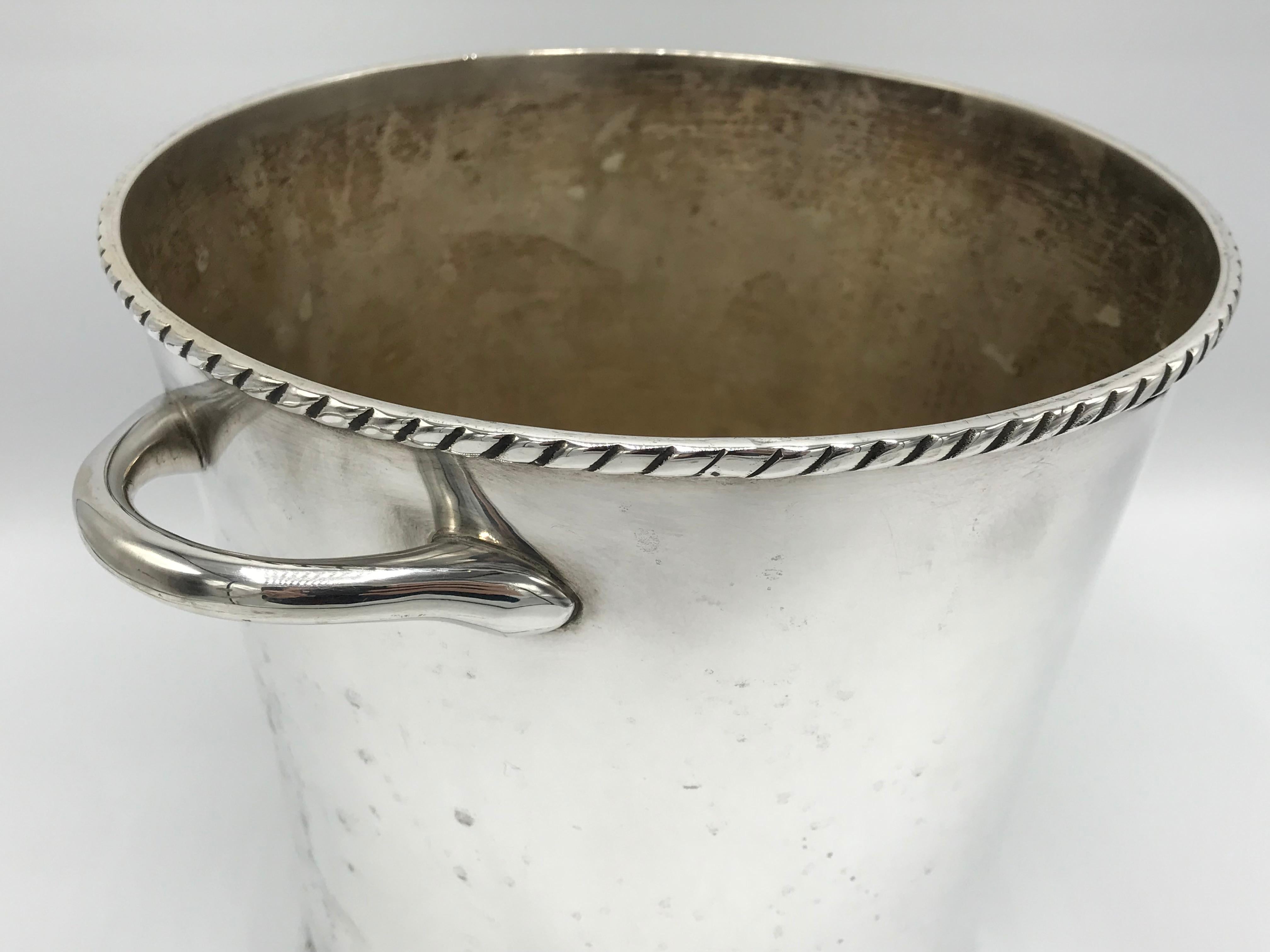 20th Century 1970s Silver Plate Champagne Bucket with Rope Motif