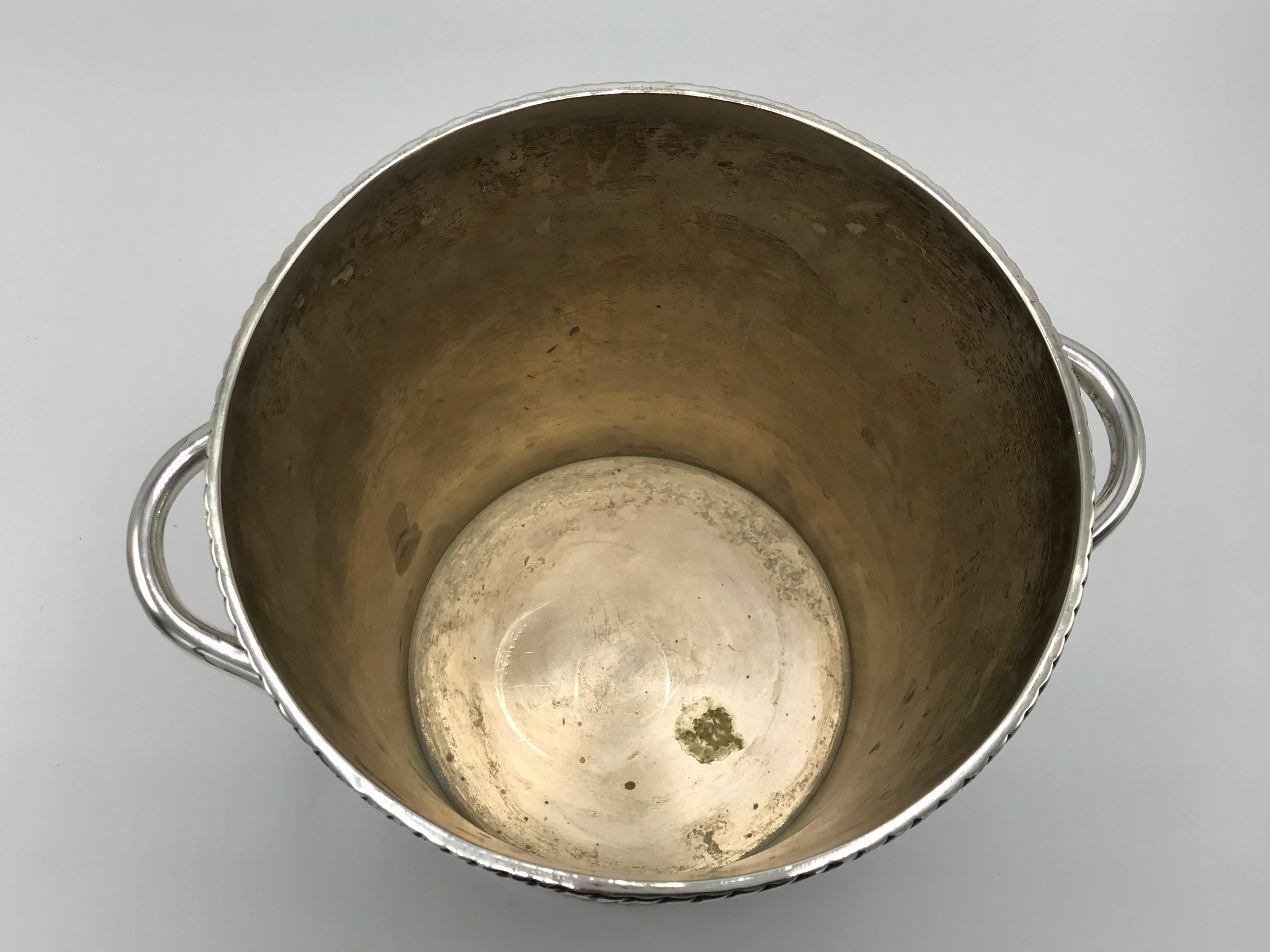 1970s Silver Plate Champagne Bucket with Rope Motif 2