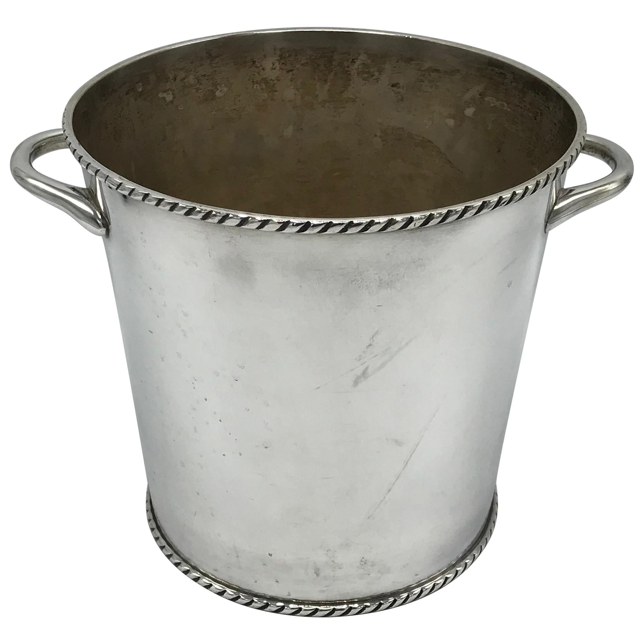 1970s Silver Plate Champagne Bucket with Rope Motif