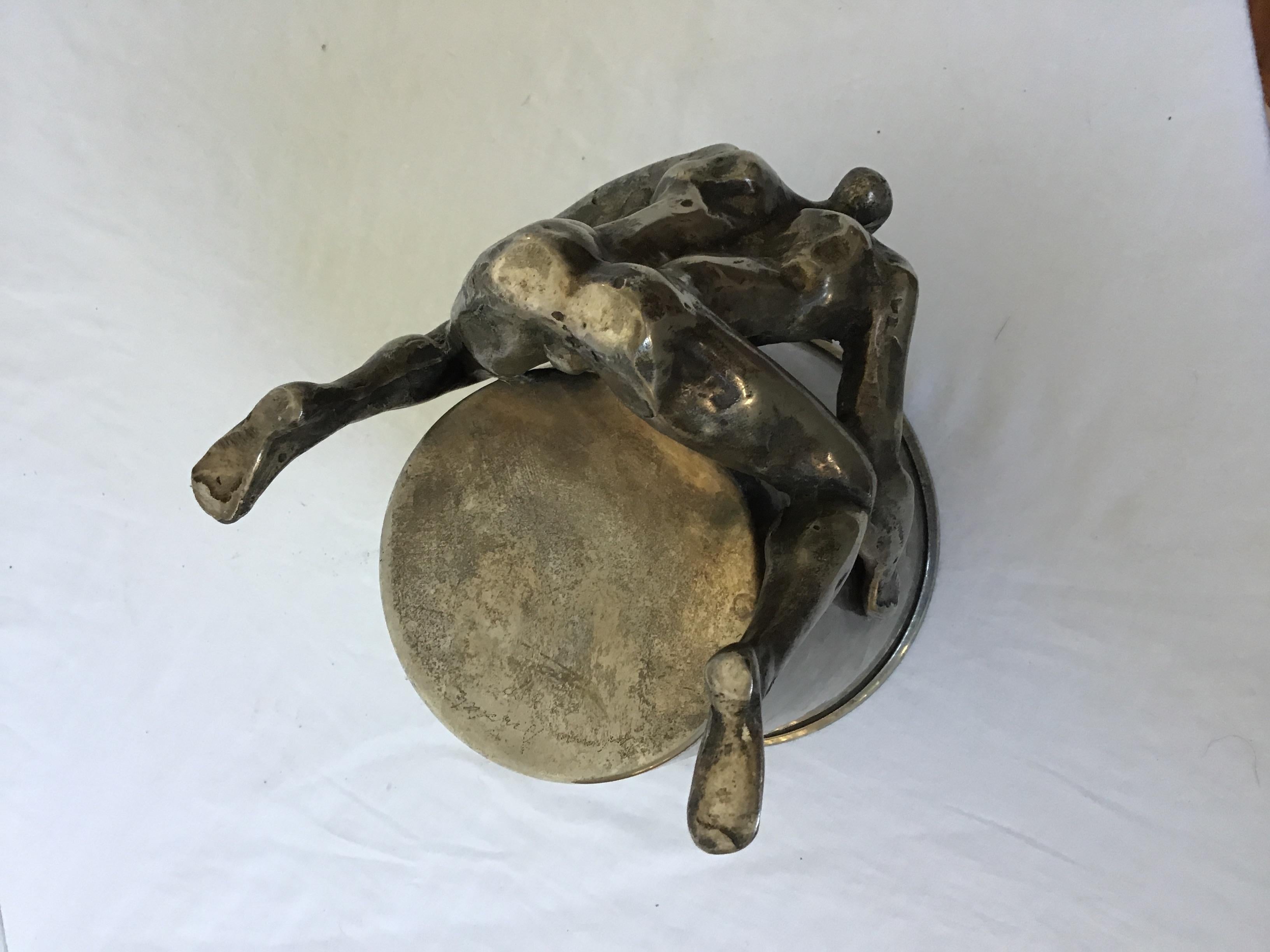 1970s Silver Plate Man Holding Vessel For Sale 6