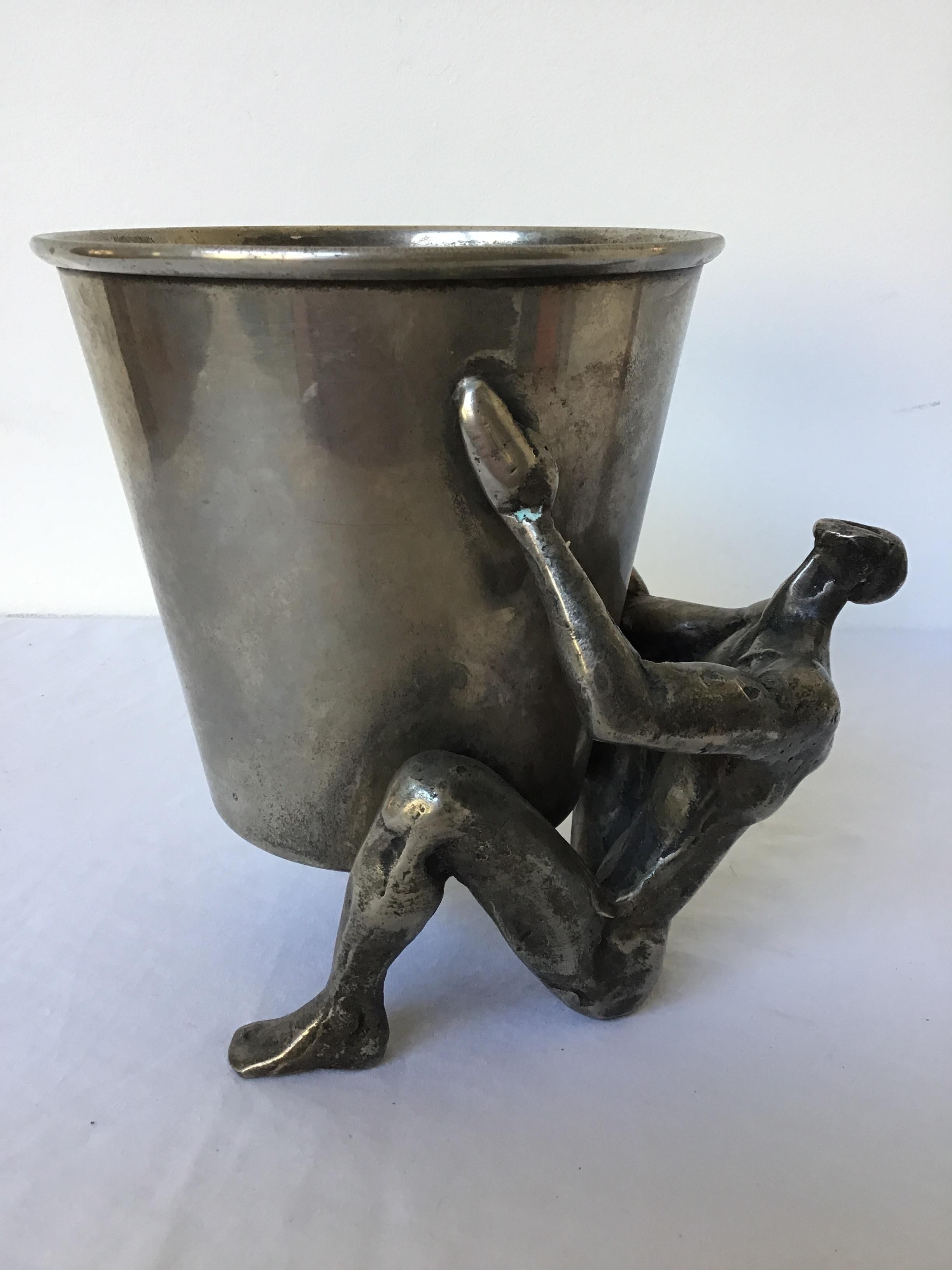 1970s Silver Plate Man Holding Vessel For Sale 1