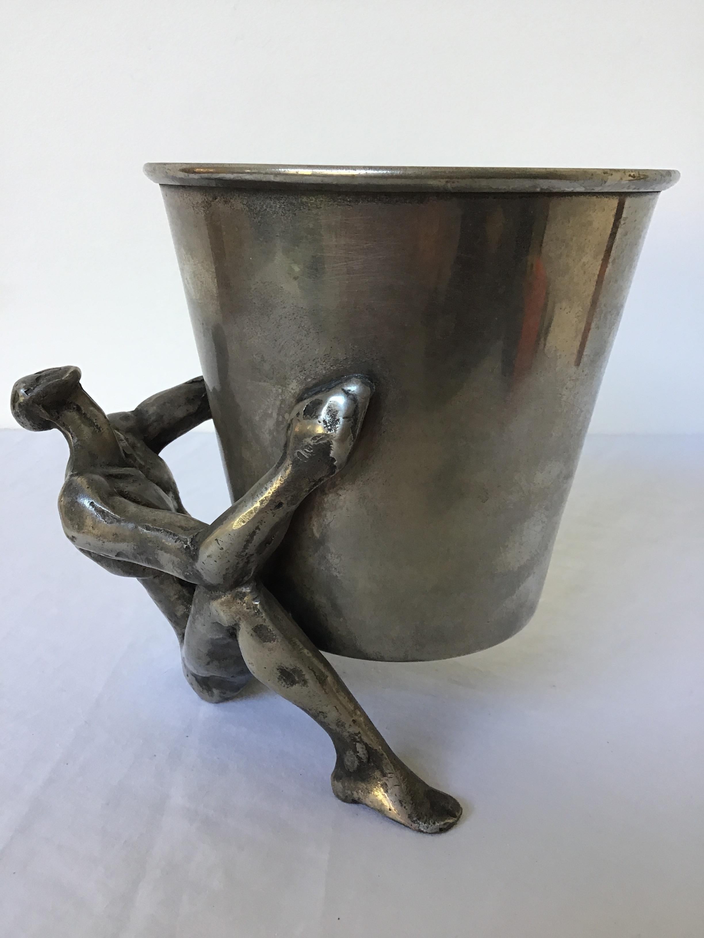 1970s Silver Plate Man Holding Vessel For Sale 3