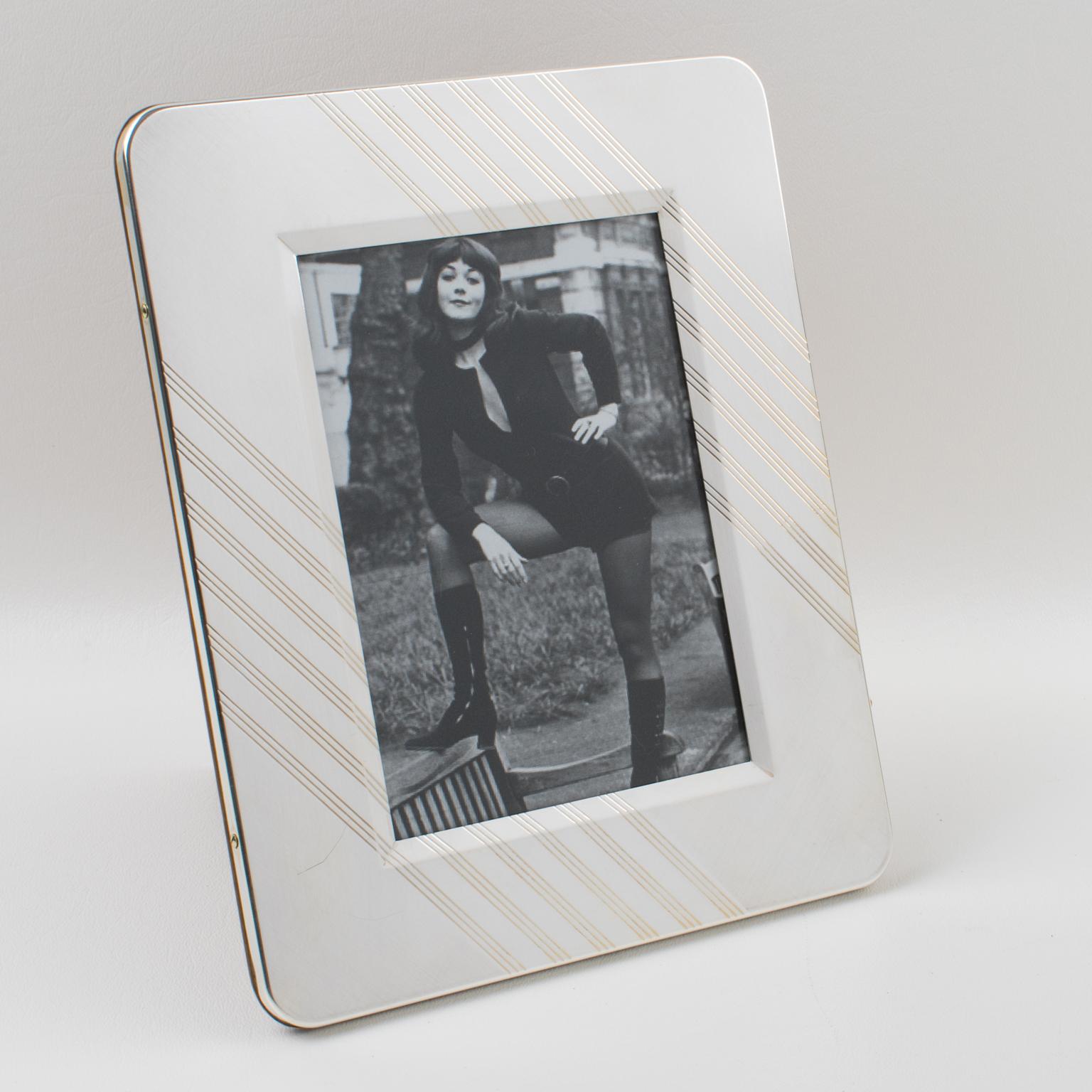 Italian Modernist Silver Plate Picture Frame, Italy 1970s