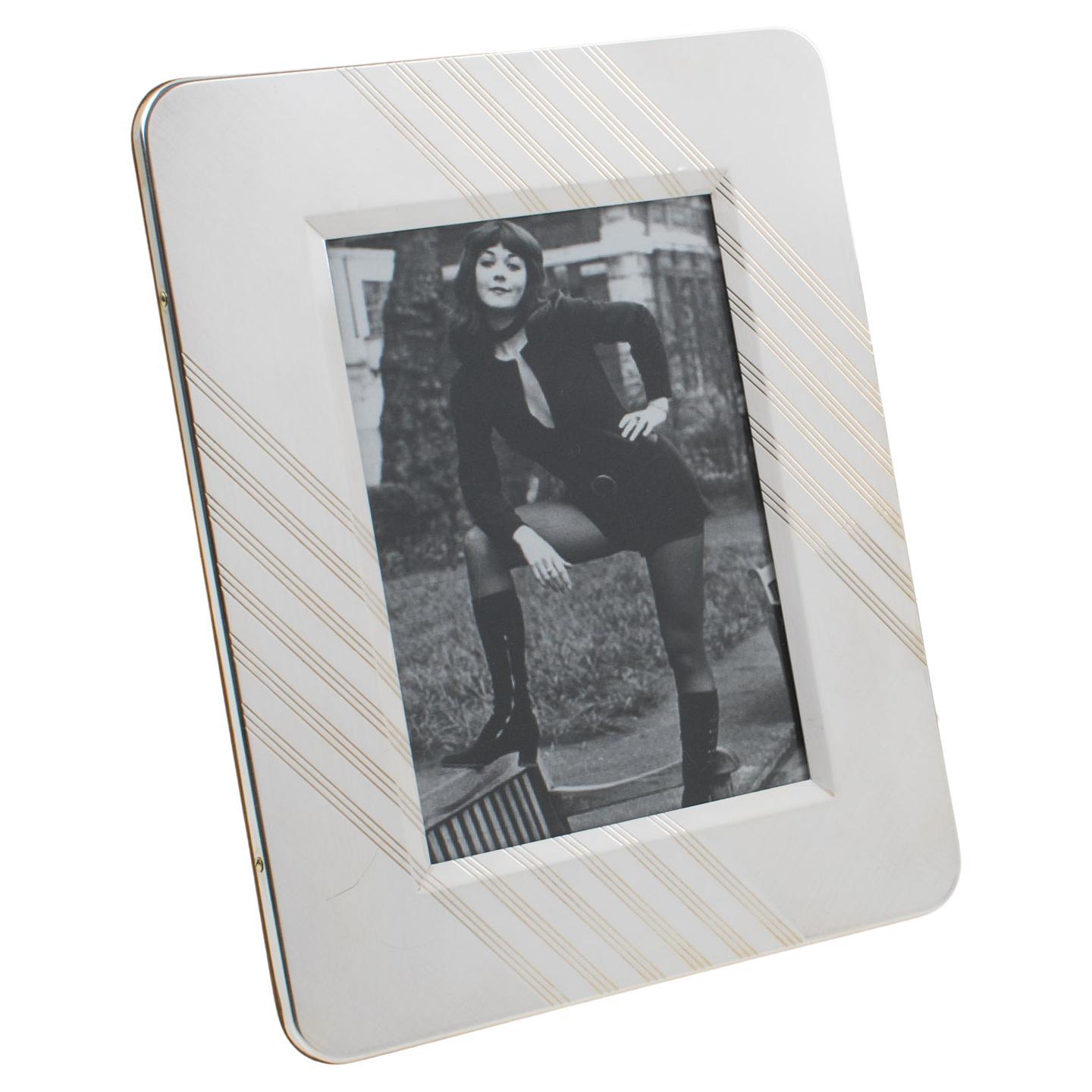 Modernist Silver Plate Picture Frame, Italy 1970s
