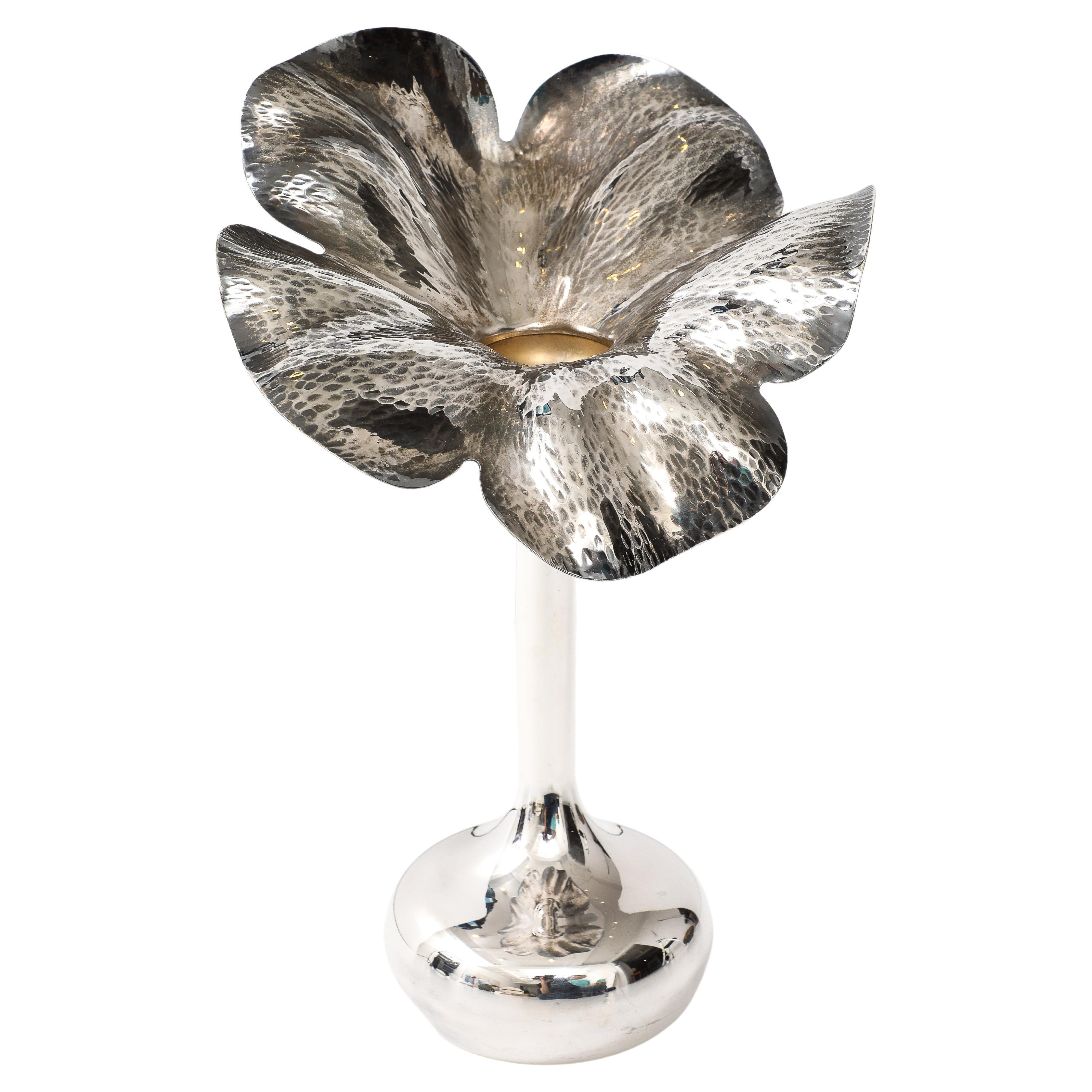 1970's Silver-Plated Brazilian Flower Shape Vase  For Sale