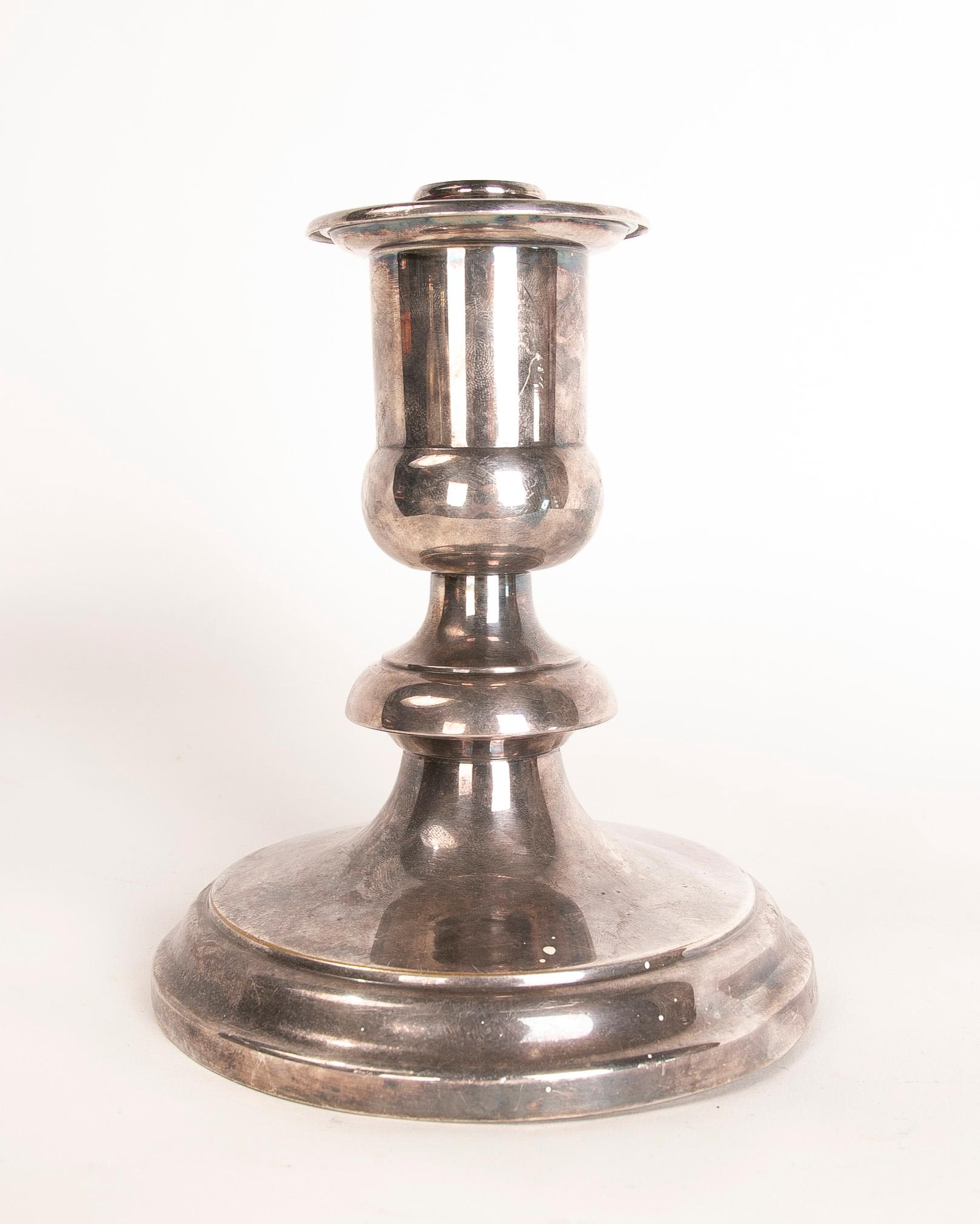 1970s Silver-Plated Christrofle Metal Candleholder In Good Condition For Sale In Marbella, ES
