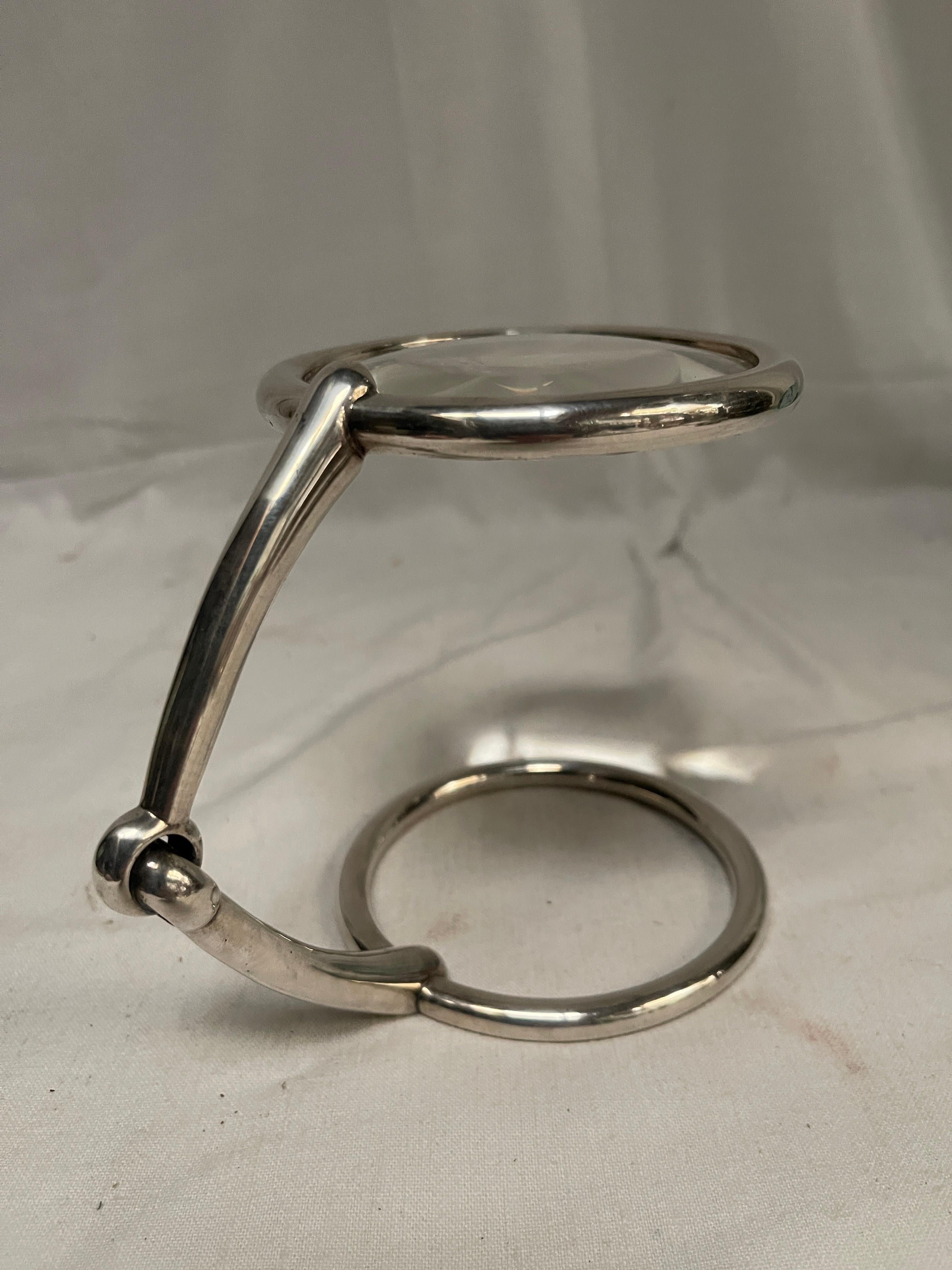 1970's Silver plated magnificent lens 
Signed Hermès Paris
Made in France
One little ship to the glass ( No big deal)