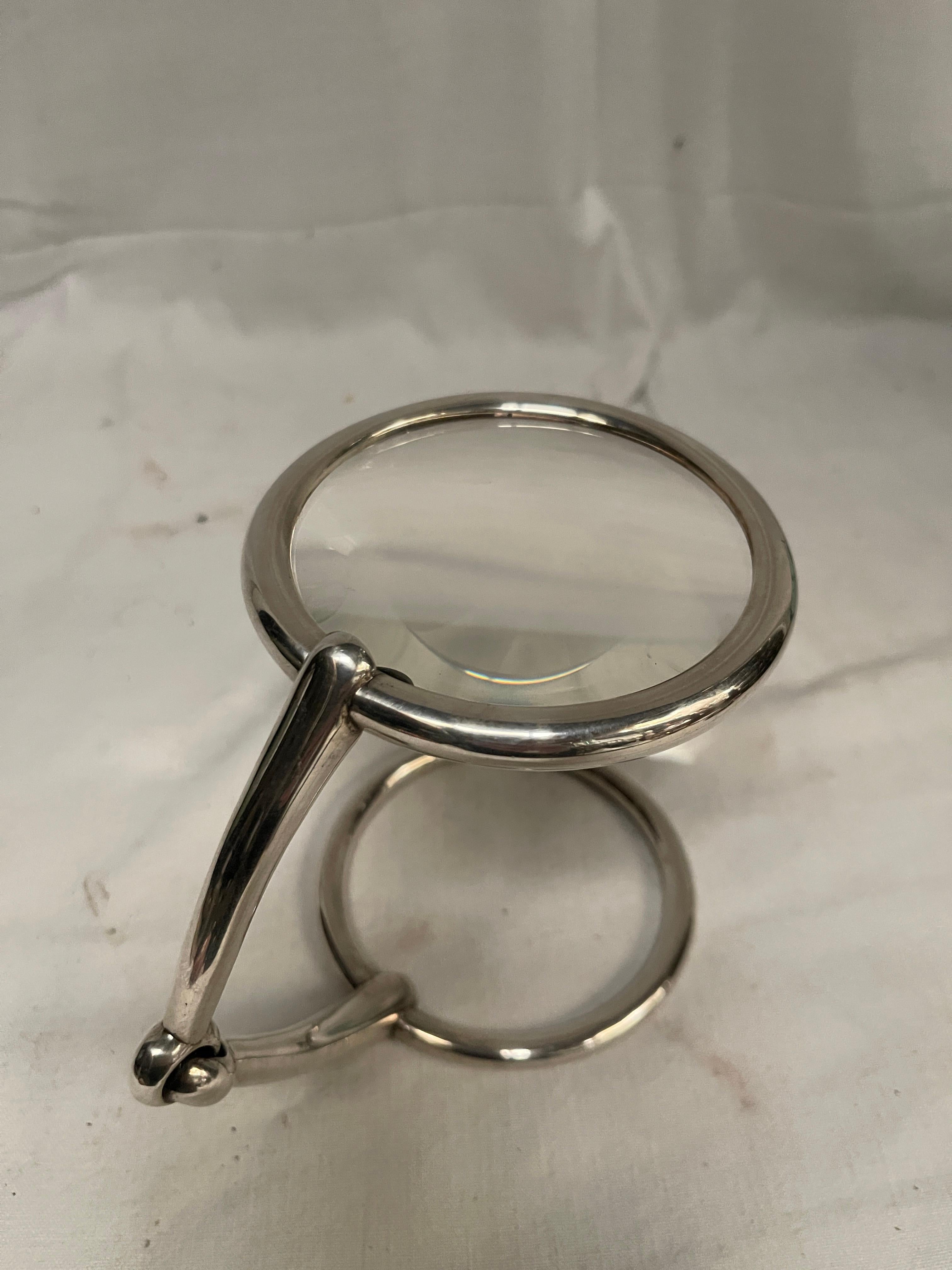 French 1970's silver plated magnificent lens by Hermès For Sale