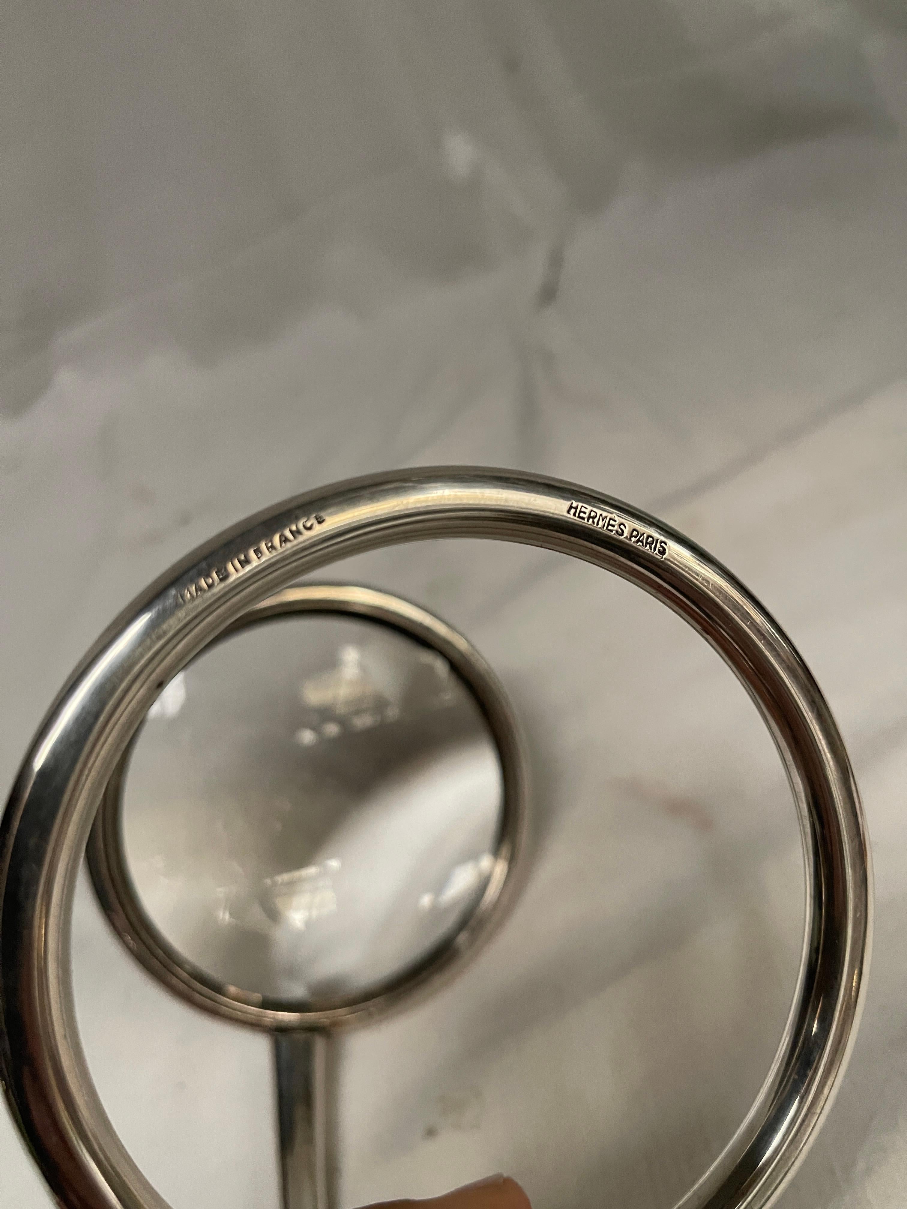 Bronze 1970's silver plated magnificent lens by Hermès For Sale