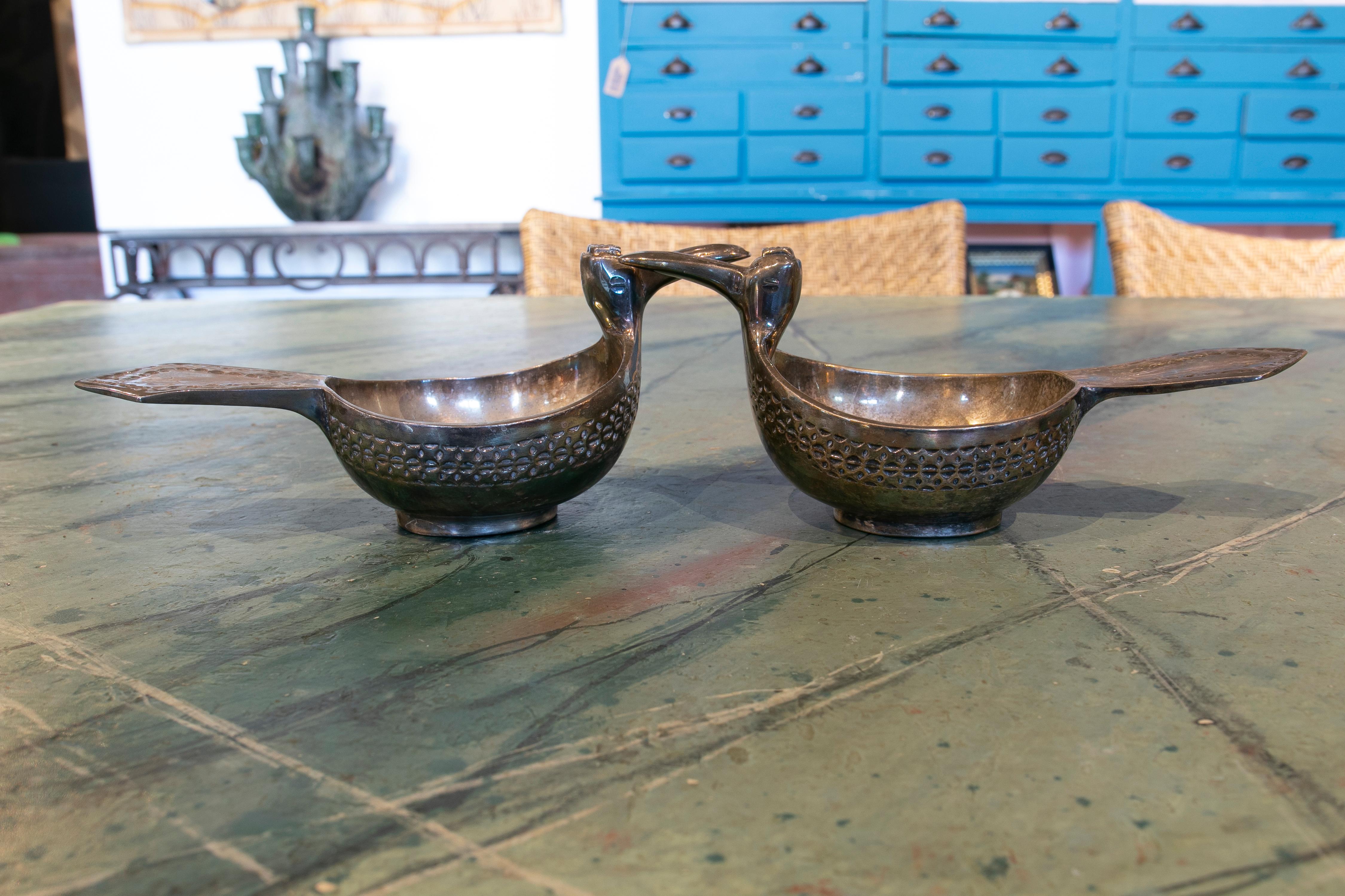 1970s Silver-Plated Metal Bowls in the Shape of Birds For Sale 5