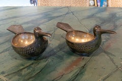 Ciotole in metallo placcato argento a forma di uccelli degli anni '70