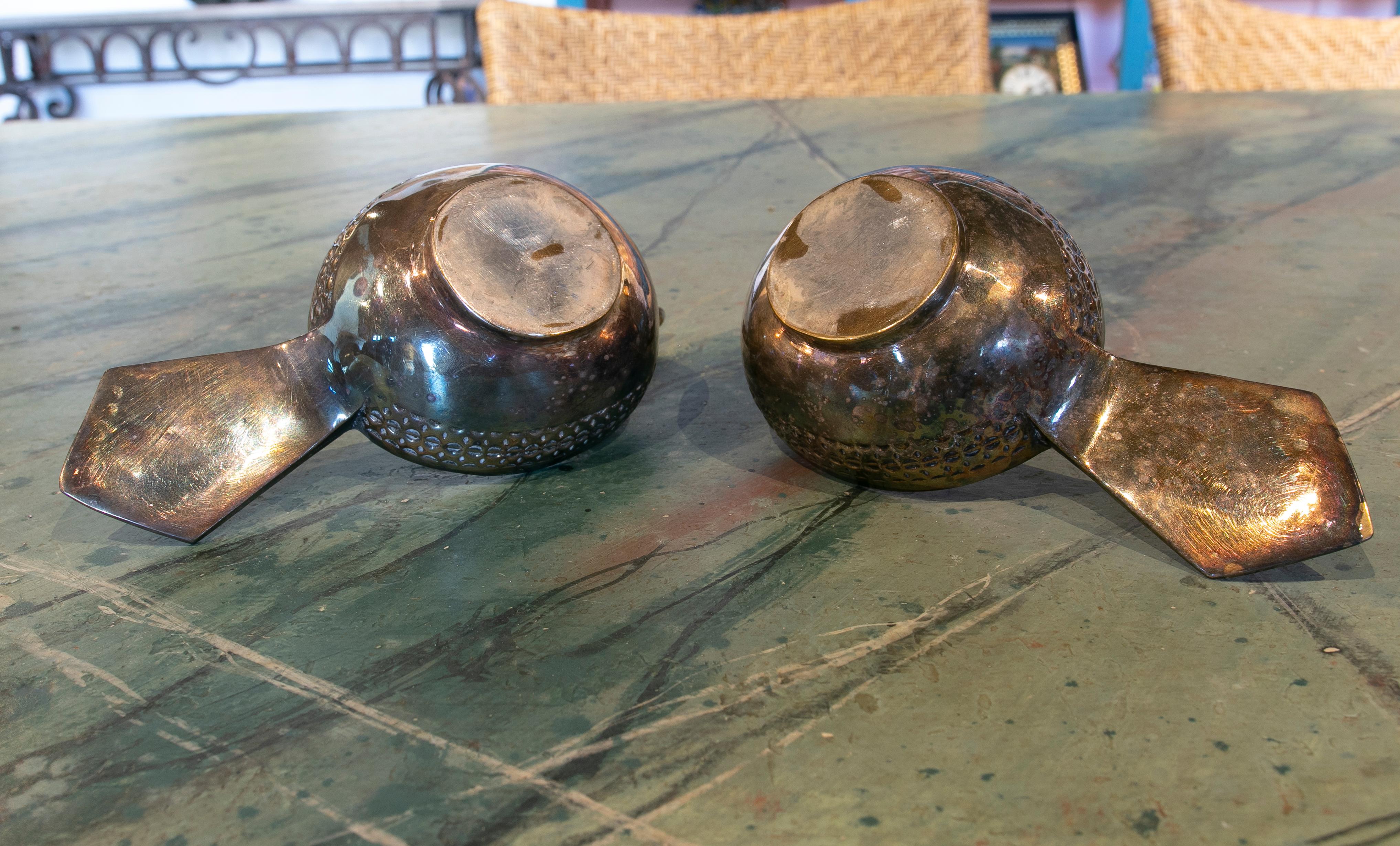 Silver Plate 1970s Silver-Plated Metal Bowls in the Shape of Birds For Sale