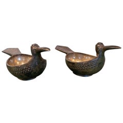 1970s Silver-Plated Metal Bowls in the Shape of Birds