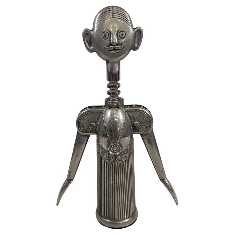 Tire-bouchon Sommelier Italien Vintage Art Déco Doré - Outil De Barman Pierre