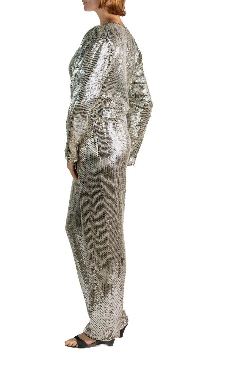 Women's 1970S Silver Sequined Disco Ball Jumpsuit