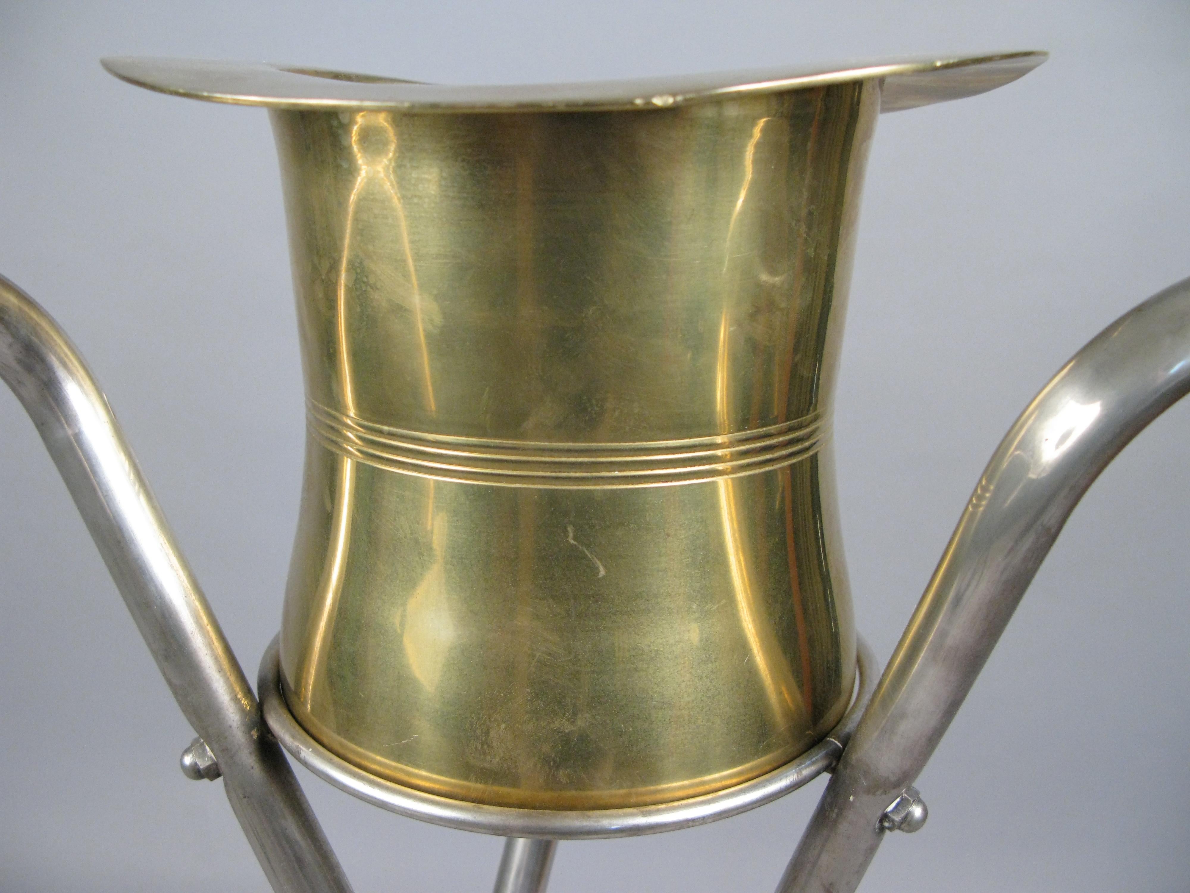 1970s Silver Top Hat and Cane Champagne Bucket on Stand In Good Condition In Hudson, NY