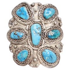 Vintage 1970s Silver Turquoise Cuff Bracelet