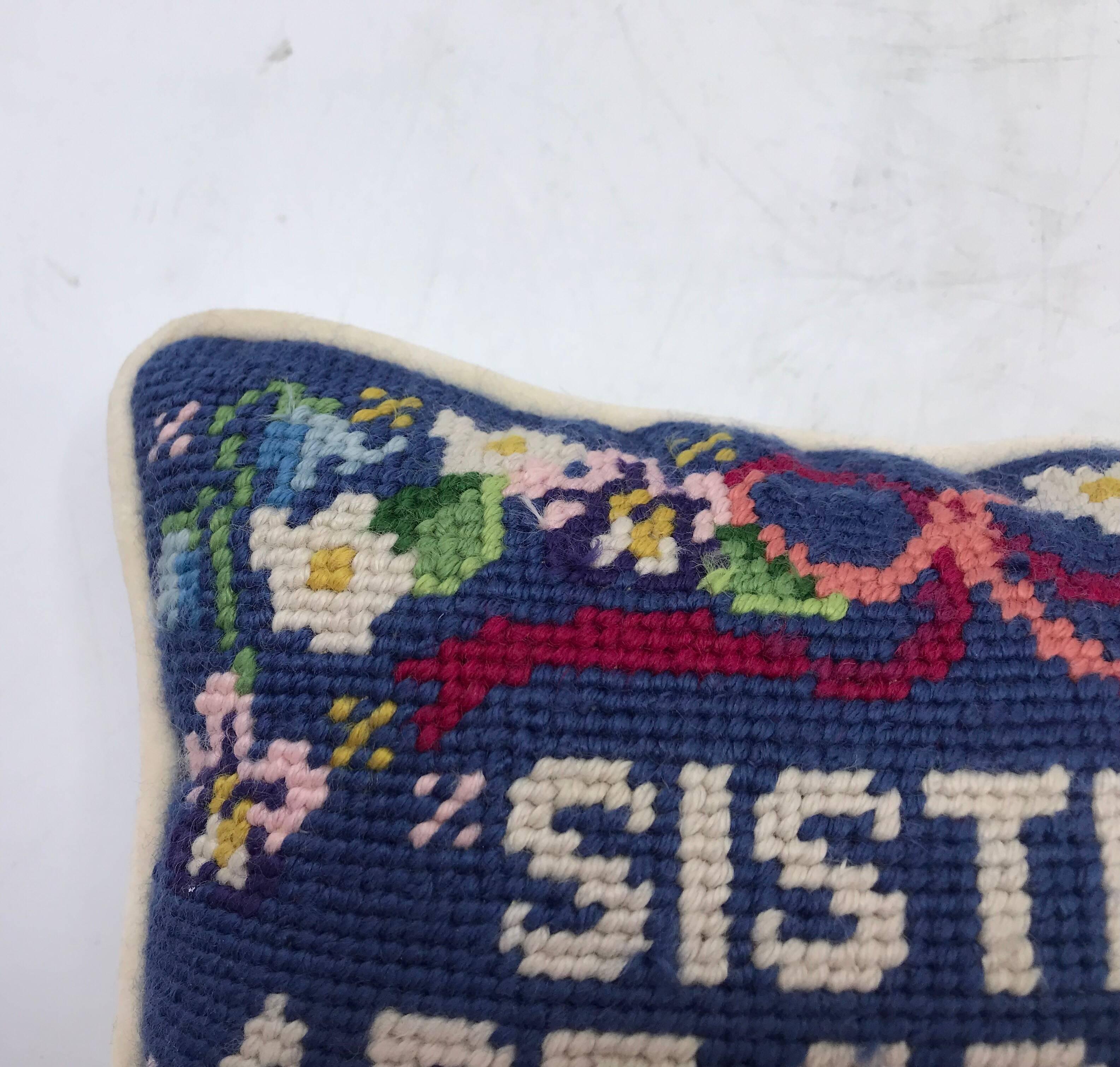 20th Century 1970s ‘Sisters are Special’ Needlepoint Pillow