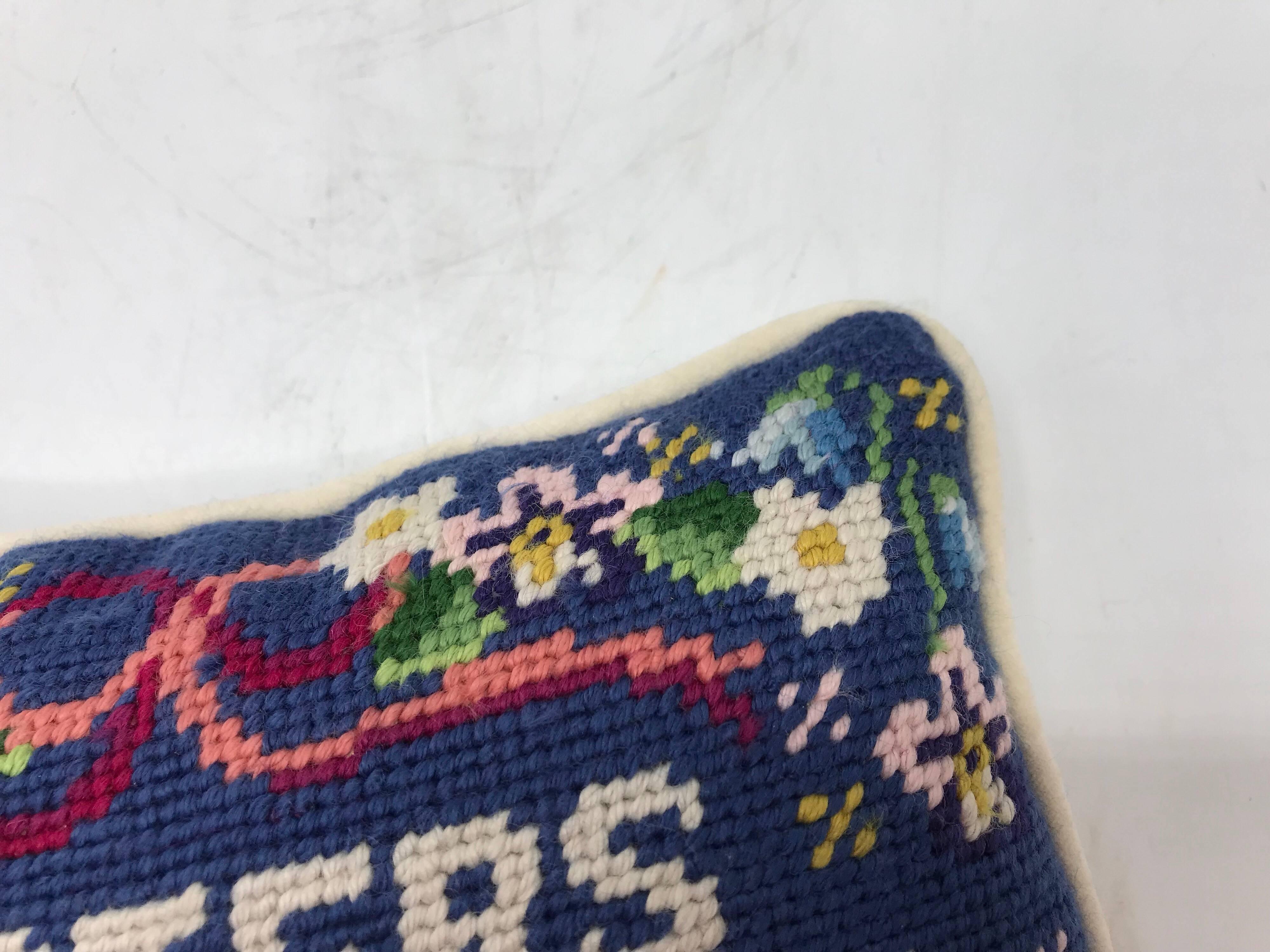 1970s ‘Sisters are Special’ Needlepoint Pillow 1