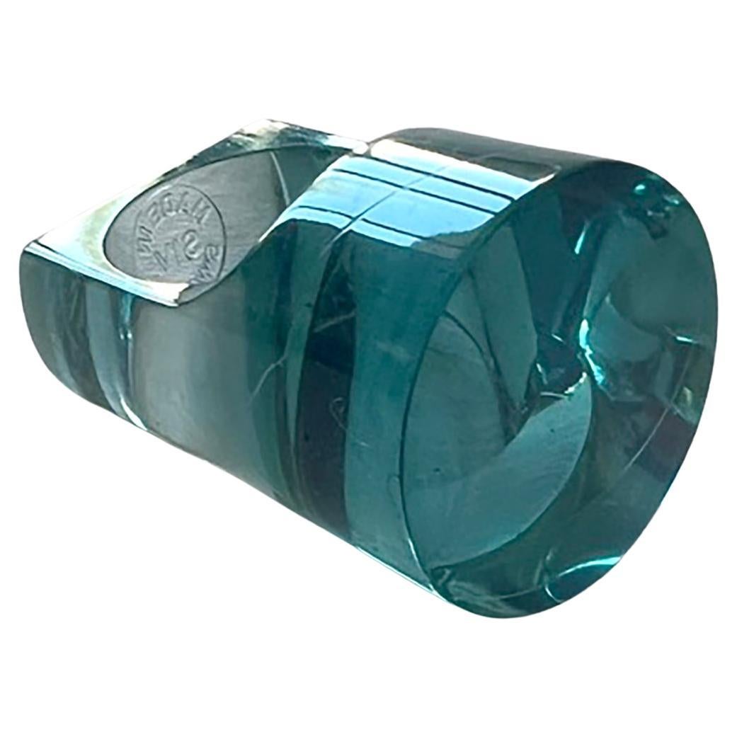 Teal blue acrylic ring with high flat top created by Siv Lagerström of Sweden. Ring is a finger size 6 and is signed on the back of the shank, Siv, Made in Sweden. In very good vintage 1970s condition showing some signs of wear conducive with age. 