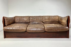 1970s Skipper Mobler Leather and Rosewood Sofa