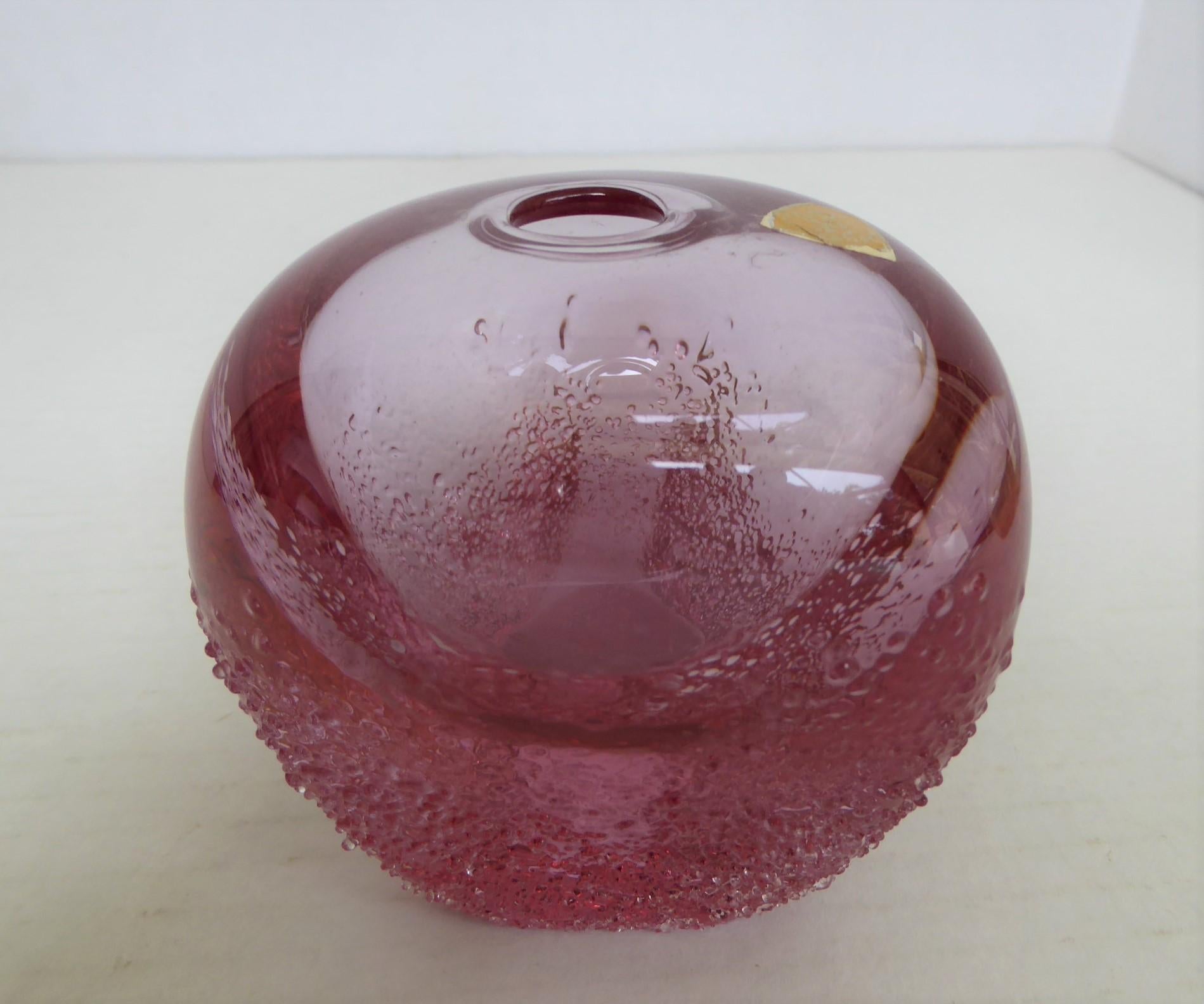 Mid-Century Modern 1970s SKLO Bohemian Modern Brutal Glass Vase by Miloslav Klinger Czechoslovakia For Sale