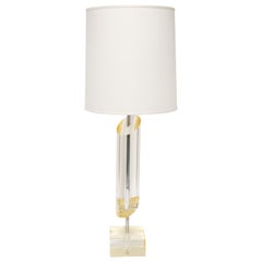 1970's Skyscraper Lamp in Gold Lucite in the Style of Karl Springer