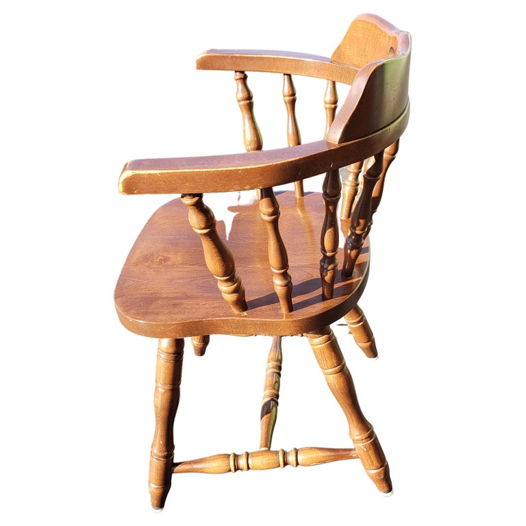 Macedonian 1970s Slavic Solid Cherry Low-Back Windsor Chairs, a Pair For Sale
