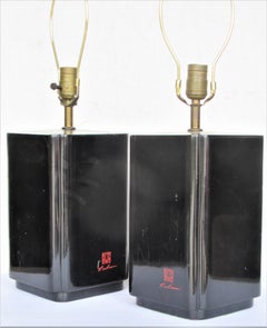 Schwarz lackierte Tischlampen von Roe Kasian aus den 1970er Jahren