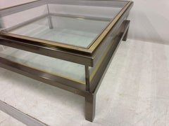 Vitrine Coffee Table with Sliding Glass Top in Maison Jansen Style, 1970s