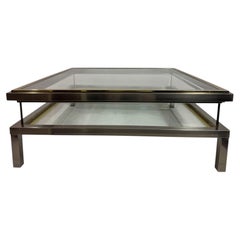 Vitrine Coffee Table with Sliding Glass Top in Maison Jansen Style, 1970s