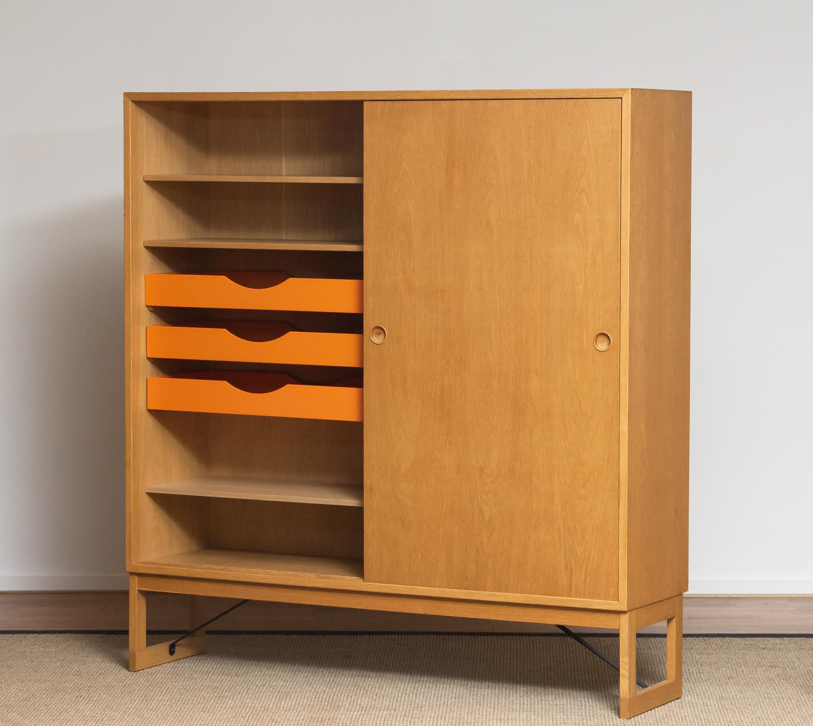 1970s, Slim Oak Cabinet or Buffet by Børge Mogensen for Karl Andersson, Sweden 1