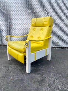 1970s Sling Arm Recliner Wood and Chrome