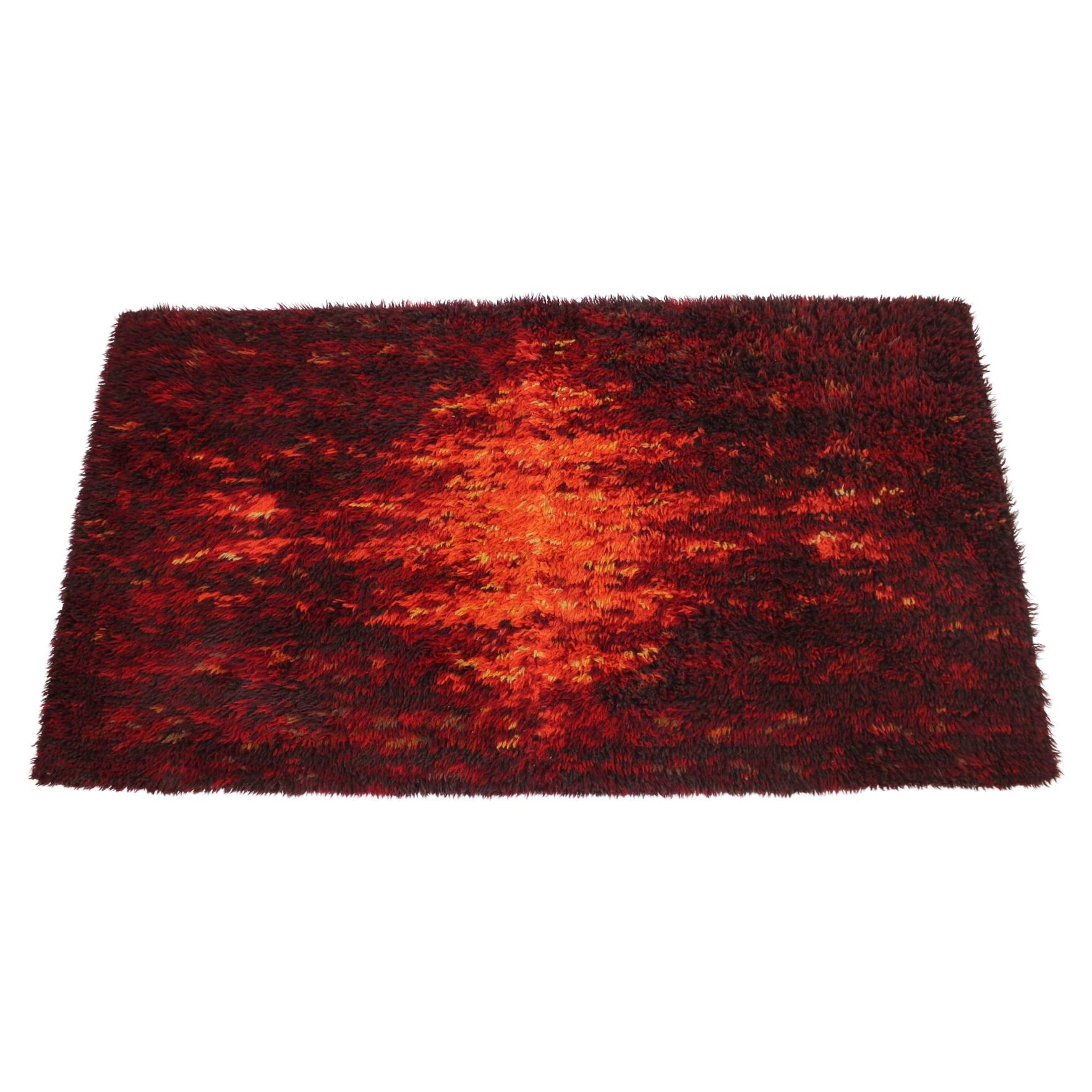 1970s Small Danish Wool Abstract Rug  For Sale