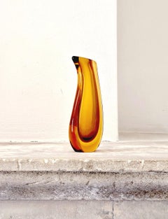 1970s Small Flavio Poli Sommerso Yellow Vase