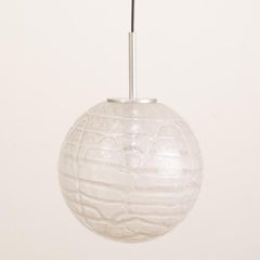 1970s Small German Doria Crackle Glass Pendant Light