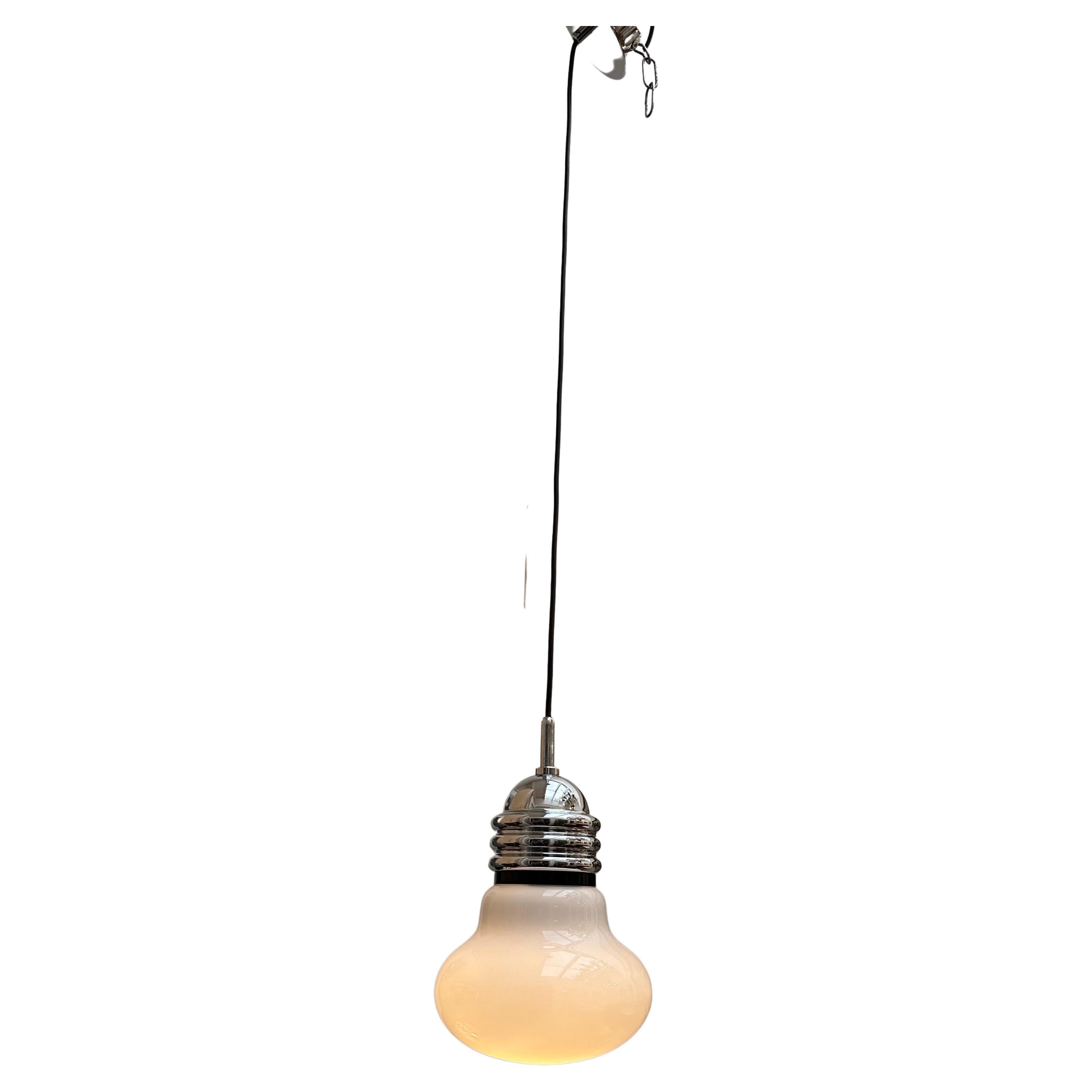 1970s Small Italian Arianna Piero Brombin for Artemide Lightbulb Shaped Pendant For Sale