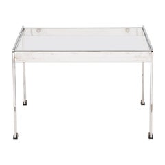 1970s Small Merrow Associates Rectangular Glass and Chrome Coffee Table