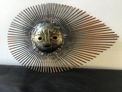 1970s Small Mexican Steel Sunburst Wall Hanging